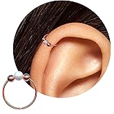 Rose Gold Cartilage Earring – 14K Rose Gold Filled 20G 8mm Hoop 3mm White Opal Helix Earrings – Rose Gold Piercing Hoop Cartilage For Women