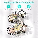 HapiRm Storage Shower Shelves Caddy with 11 Hooks 304 Stainless Black view 3