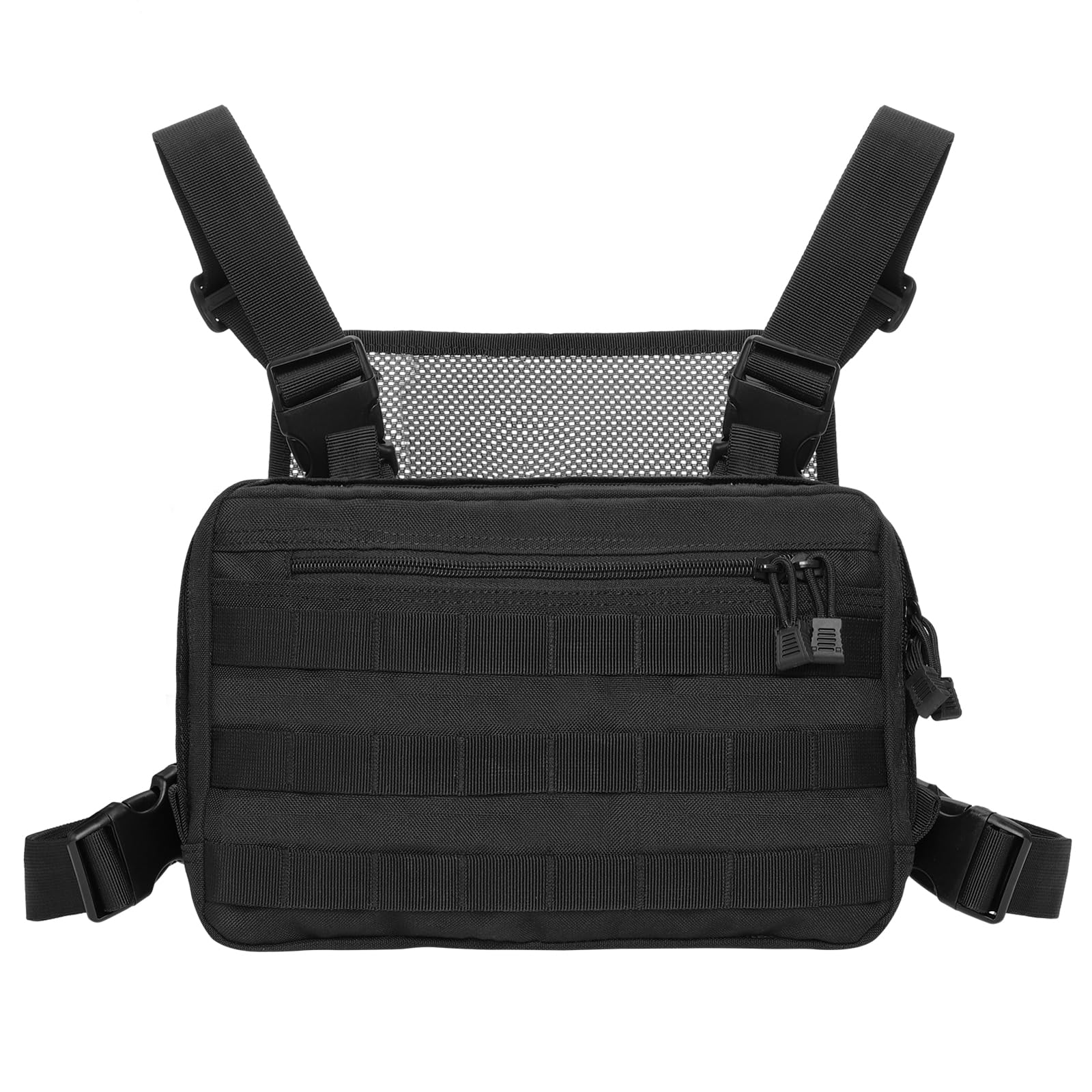 Kyrio Tactical Chest Rig Bag Molle Radio Chest Harness Holder Holster Vest for Two Way Radio Walkie Talkies Black (Black)