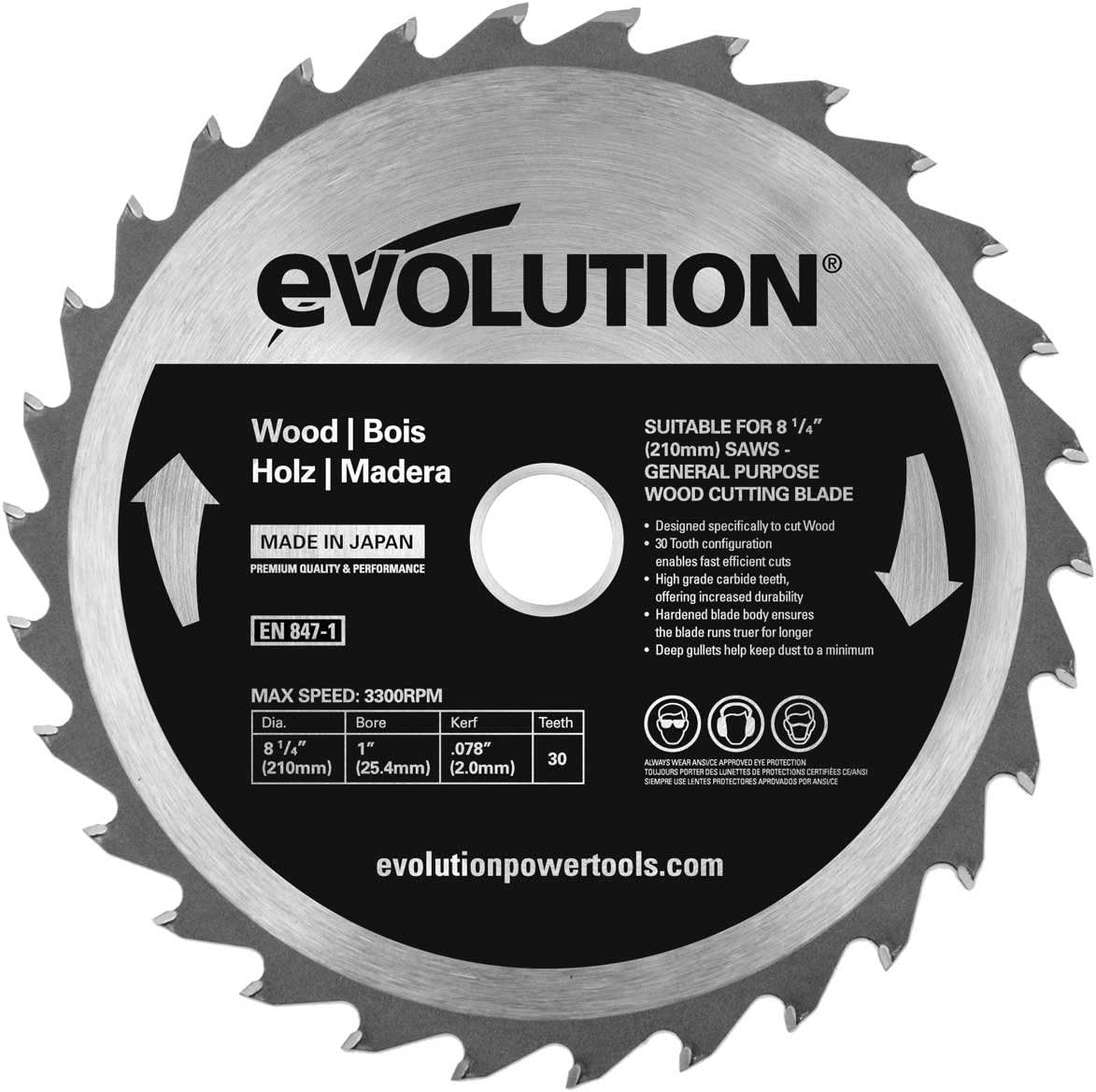 Evolution Saw Blades For Wood 9" Circular Saw Blade 230BLADEWD