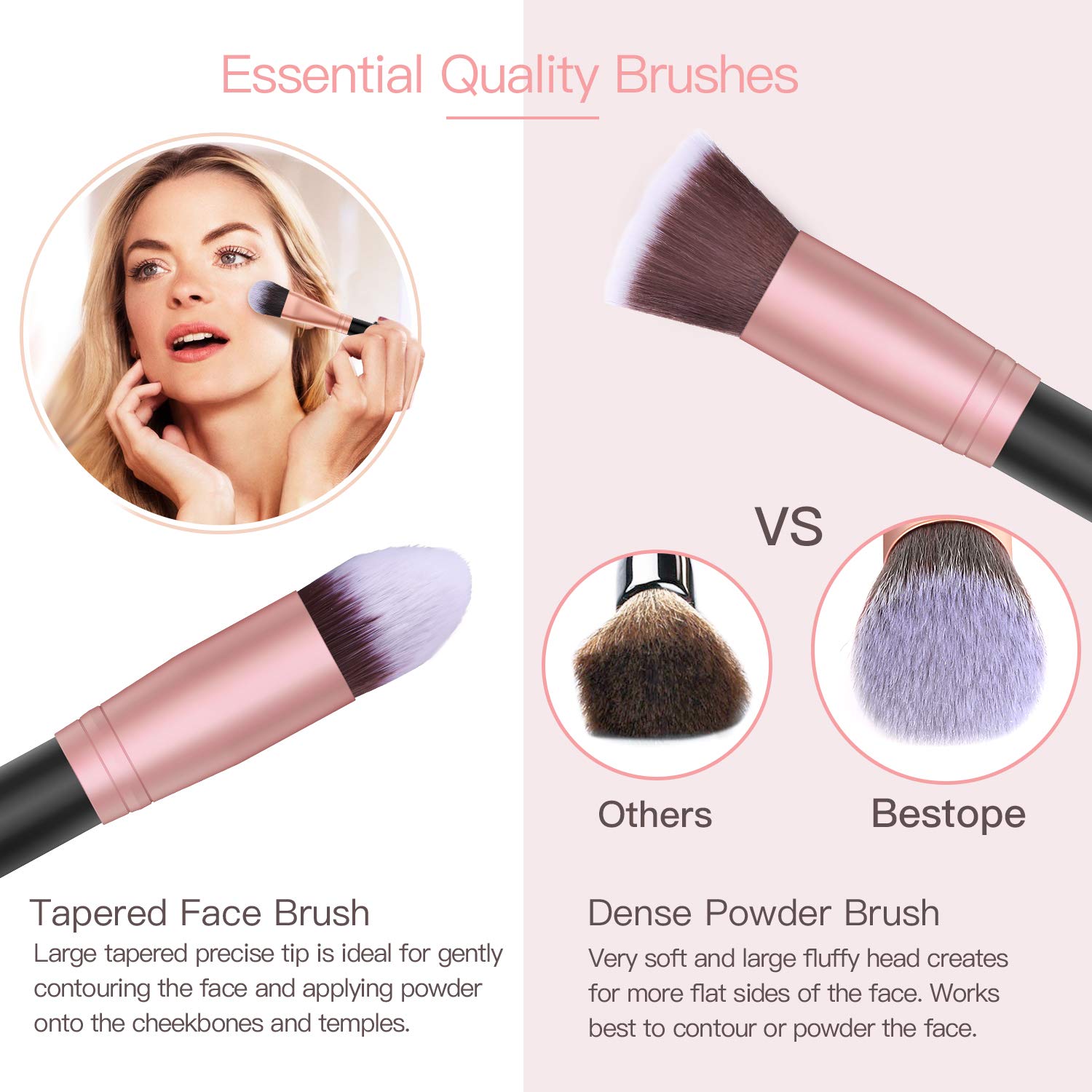BESTOPE Makeup Brushes 16 PCs Makeup Brush Set Premium Synthetic Foundation Brush Blending Face Powder Blush Concealers Eye Shadows Make Up Brushes Kit (Rose Golden): Beauty