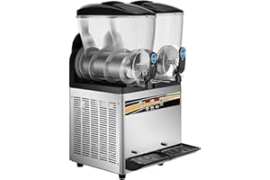 Uargd Commercial Slushy Machine, 15Lx2 Double Tank Frozen Beverage Dispenser, 120 Cups Stainless Steel Smoothie and Frozen Dr