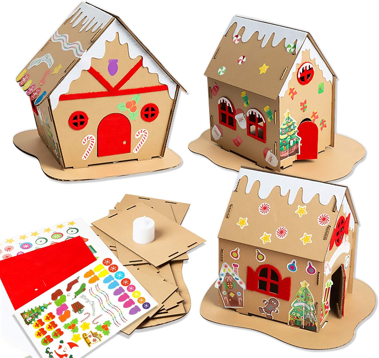 HOWAF Pack of 3 Gingerbread House Kits – Creative Christmas Party DIY ...