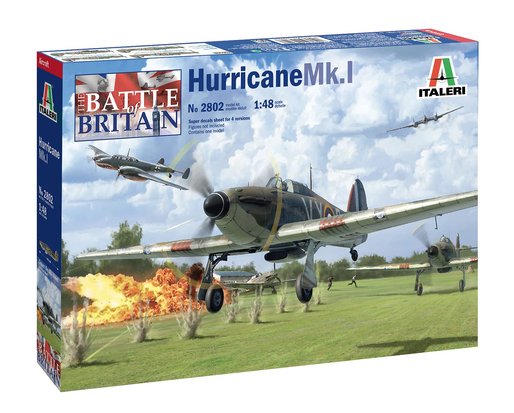 Italeri 2802S Hawker 1:48 Hurricane Mk.I, Faithful Replica, Model Building, Crafts, Hobby, Gluing, Plastic Kit, Assembly, Small
