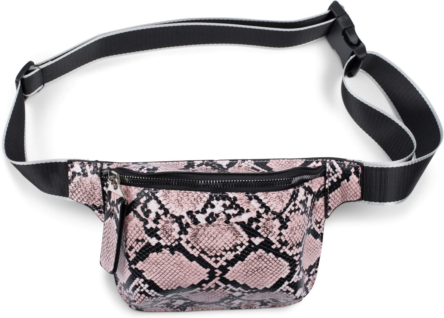 styleBREAKER Ladies Fanny Pack with Snake Pattern, Adjustable Strap, Zipper, Belt Pouch, Hip Pocket 02012321, Colour:Rose-Black - Image 3