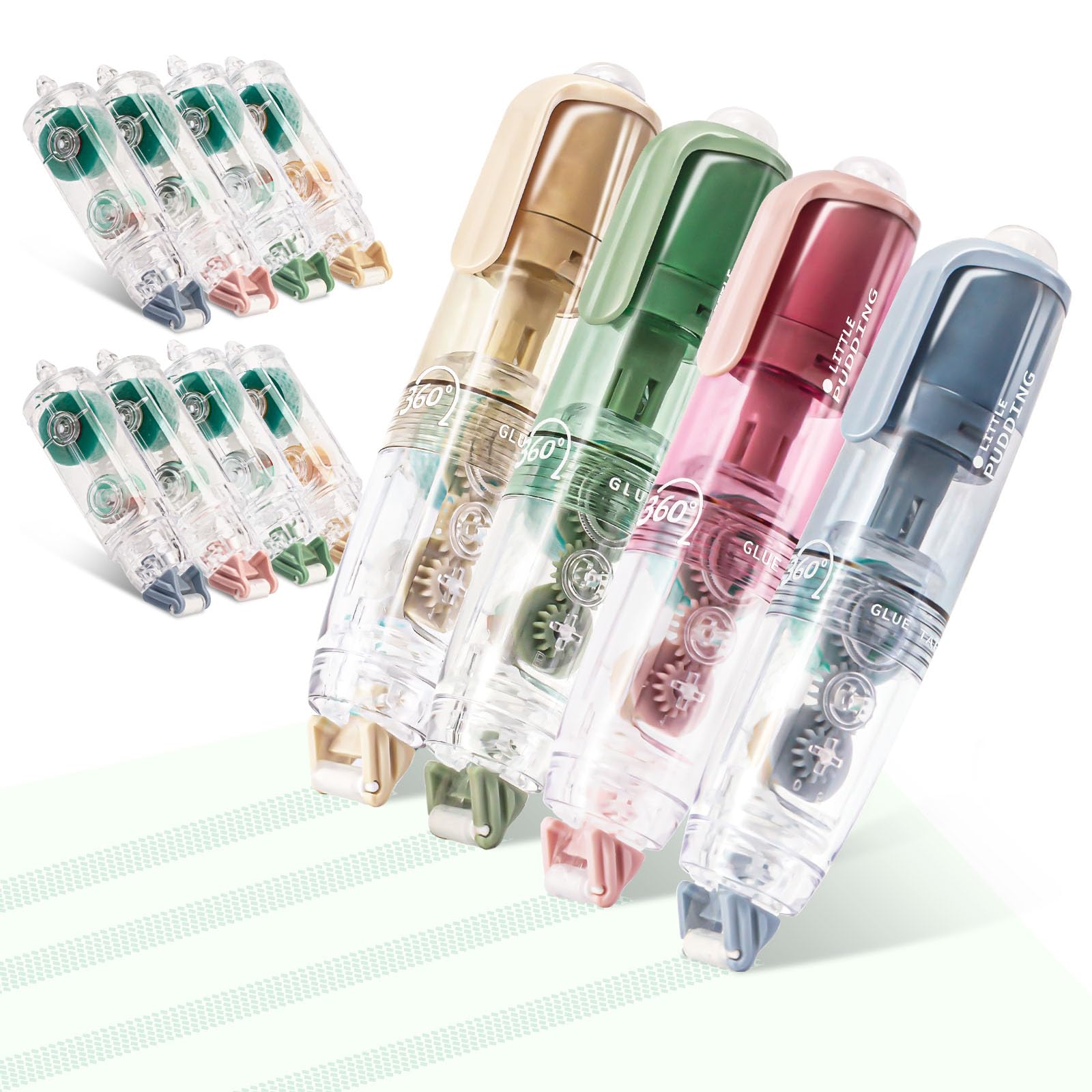 Photo 1 of 4 Pcs Double Sided Tape Roller with 8 Refills, Retractable Glue Tape Roller, Adhesive Tape Dispenser Runner for Scrapbooking and Crafts, Arts Projects,Gift Wrapping, Photo-Safe