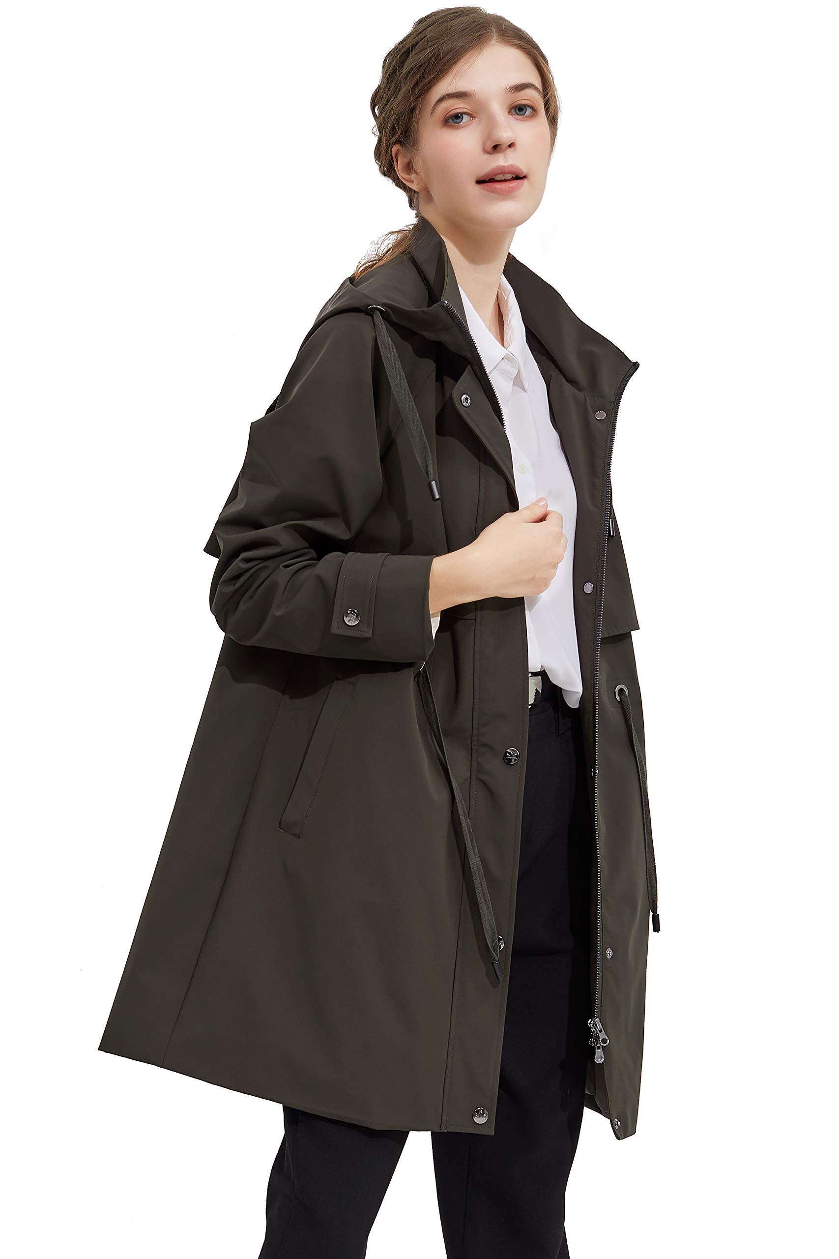 Orolay Women's Long Windbreaker Hooded Light Jacket Active Outdoor Anoraks