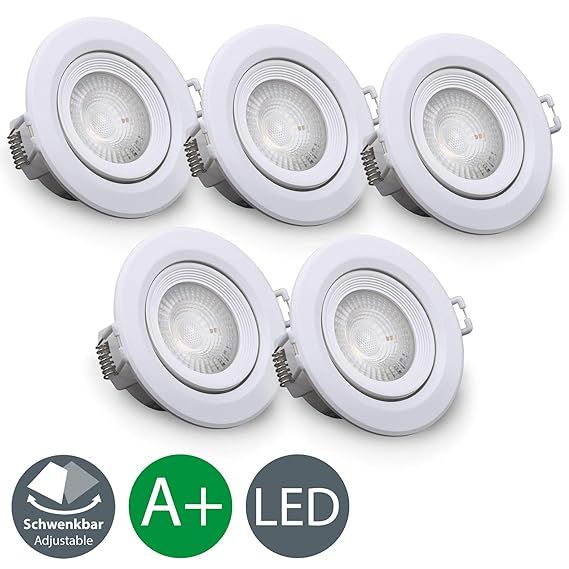 LED Einbauleuchte Schwenkbar Inkl. 5 X 4W LED-Modul 350lm 3000K warmweiß IP20 LED Einbaustrahler | weiß