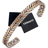 Feraco Pure Copper Bracelet for Women, Ultra Strength Magnetic Cuff Bangle with Neodymium Magnets, 99.99% Copper Jewelry Gift, Tricolor Braided