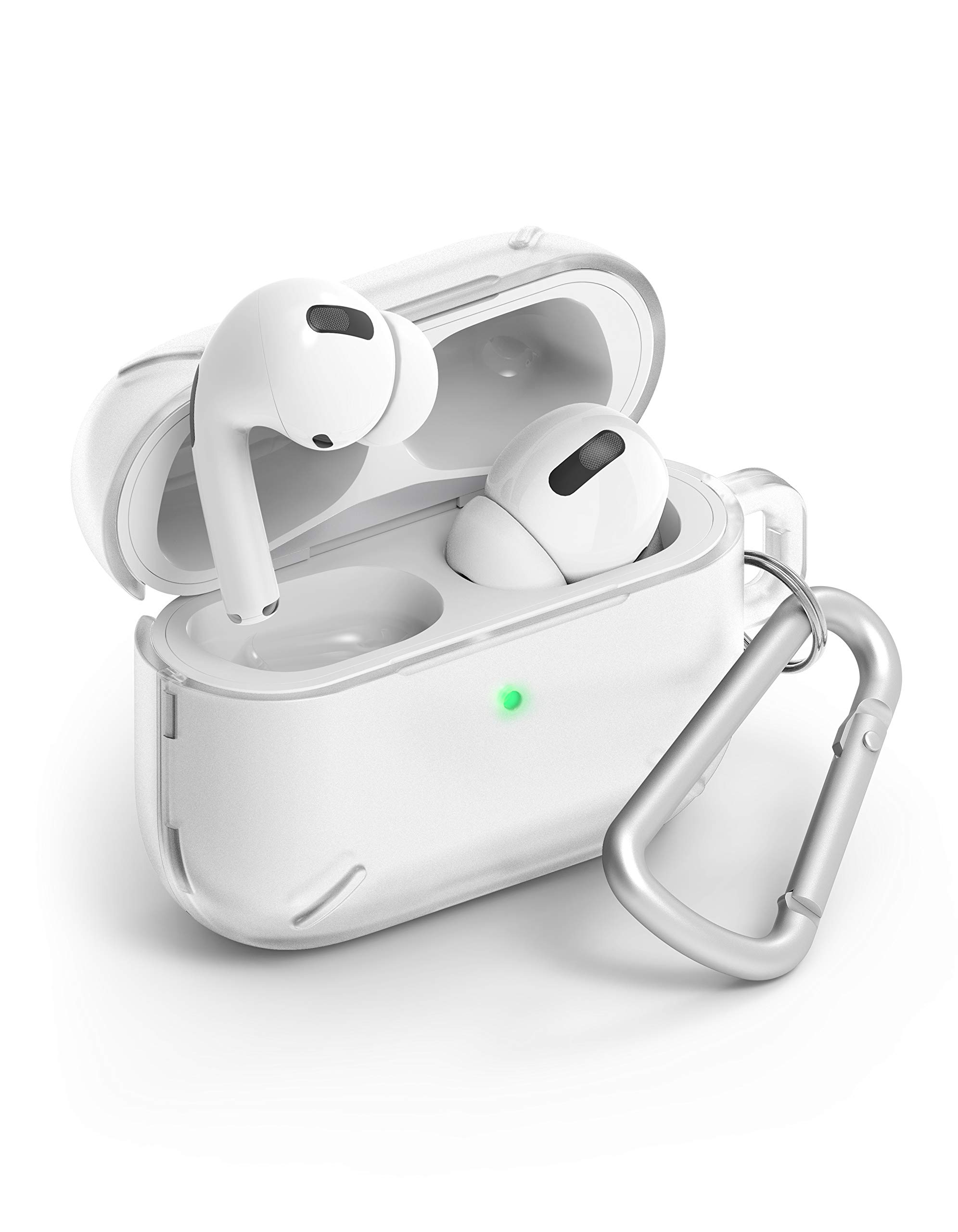 Ringke Layered Case Designed for AirPods Pro, Hard PC (Visible Front LED) Shock Resistant Cover for AirPods Pro Case with Carabiner (2019) - Matte Clear