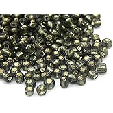 Perlin Glass Seed Beads 4mm 6/0 Round 1100pcs Mini Small Pony Spacer Beads Kit for Jewelry Making Earrings Bracelets Pendants Waist DIY Handmade (Grey Silver Inside)