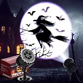 Lingvee Halloween Projector Light with LED Film Slides, Witch | 1 Film Slide Projector Light, Outdoor Waterproof, Landscape Decorative, Rotation Lighting, Movement Projection Lamp