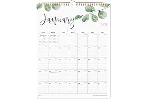 Cabbrix 2026 Yearly Monthly Wall Calendar, Runs from January 2026 to June 2027,15 x 12 Inches, Wirebound, Ruled Blocks, Green