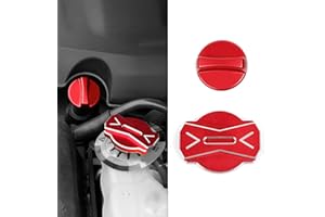 JWWY Engine Oil Cap Cover Decorative Heat Sink Trim for Dodoge Challenger Charger,Chrysler 300/300c 2012-2023+,Aluminium Alloy Red 2Pcs