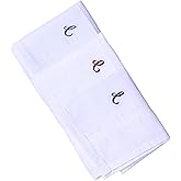 HB Initial Monogrammed Handkerchief for Men, Assorted 3 Pack Embroidered Pure Cotton King size White Hanky Gift set