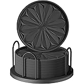 Lazebox Coasters Set of 8 for Drinks, Beer, Coffee, Silicone Coasters with Holder for Home Decor Tabletop Protection Suitable for Kinds of Cups