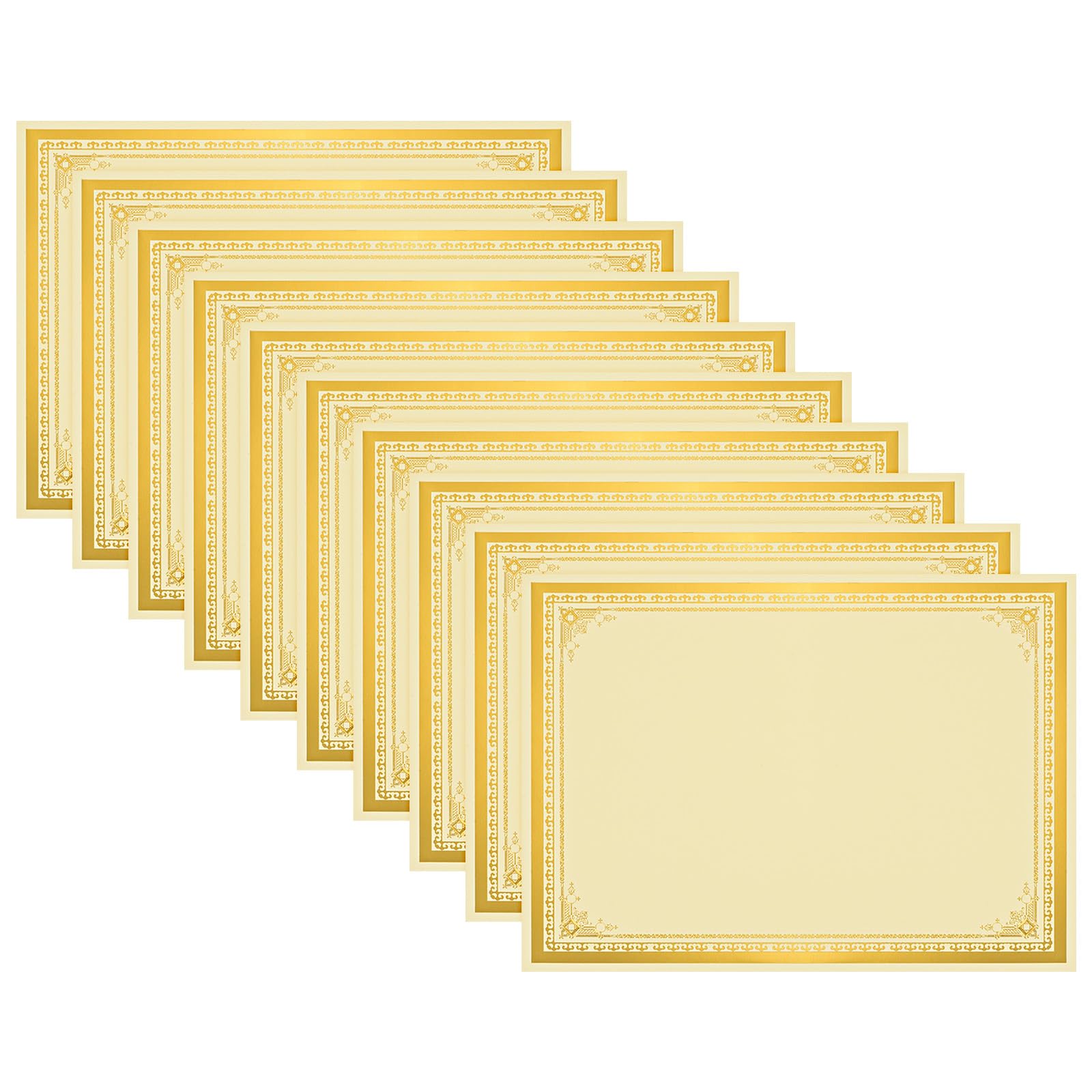 PATIKIL 12 Sheets Blank Certificate Paper, 8.5x11 Diploma Paper 250GSM for Office, Business, Graduation, Beige Paper Gold Foil Rough Border