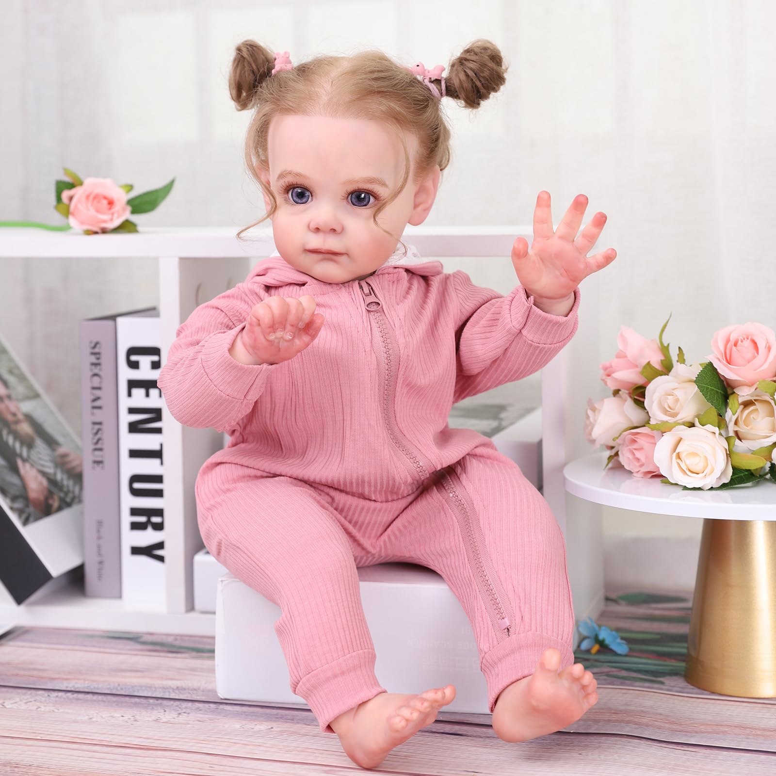 truly soft Realistic Baby Doll in Pink Outfit, 50 cm 20 inches Reborn Baby Dolls Realistic Girl Soft Silicone Vinyl Handmade Reborn Dolls Girl Boys & Girls Toy Gifts Christmas Gifts