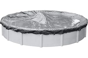 Robelle 24 ft Professional Silver Winter Pool Cover for Above Ground Pools, 4 ft Overlap (28 ft Cover Size), Solid 12 x 12 Scrim, 3.7 oz/yd2, 15-Year Warranty, Style: 3324-4