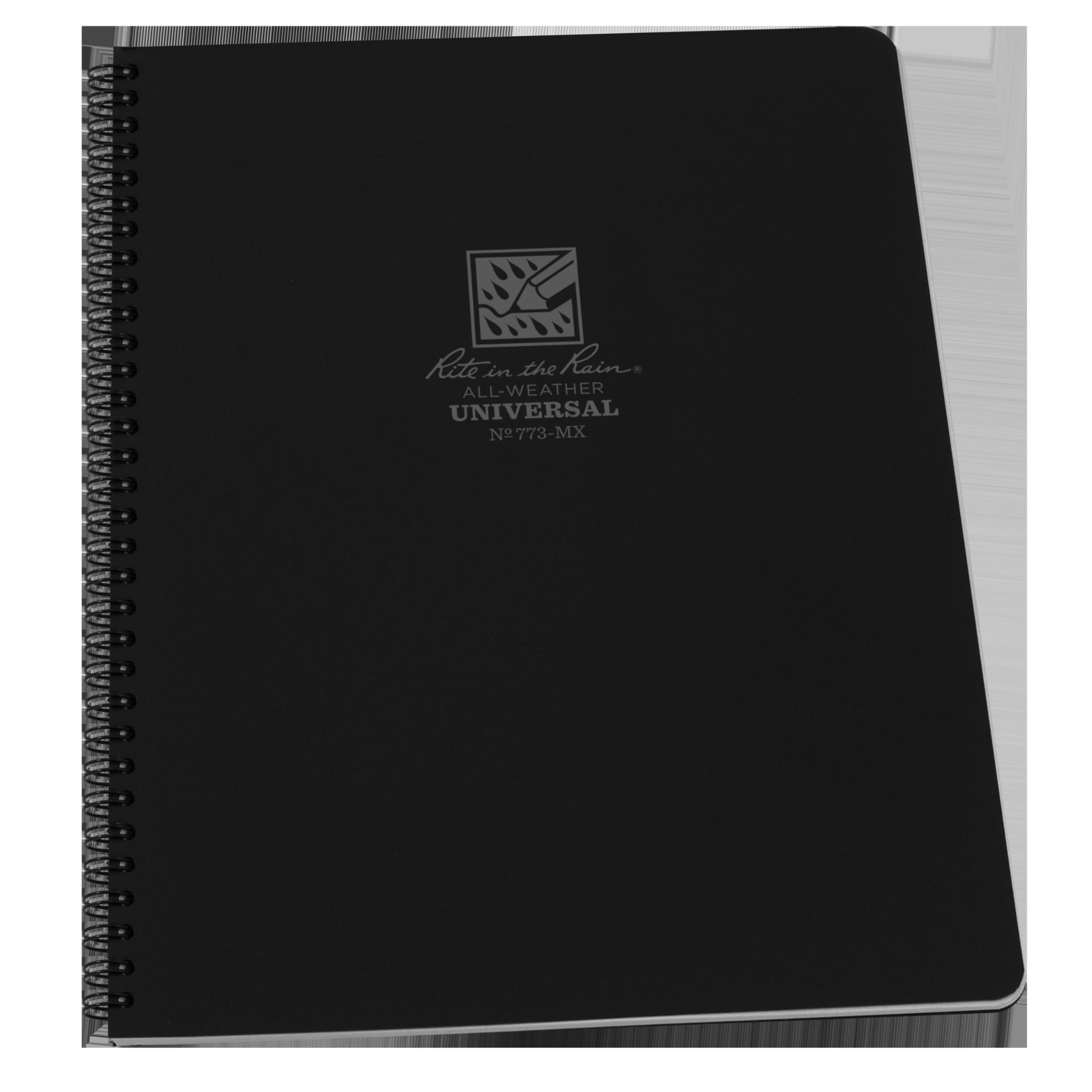 Rite In The Rain Waterproof Paper Side Spiral Notepad Black Polydura Cover 84 Pages 42 Sheets Imperial and Metric Rulers, 4 ⅝ x 7- Inch