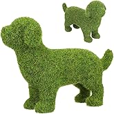 Angoily Dog Figurine European Style Garden Ornament with Yarn Flocking Outdoor Patio Lawn Decor 6.88X4.80X2.16 Inches Realistic Animal Statue for Home and Garden