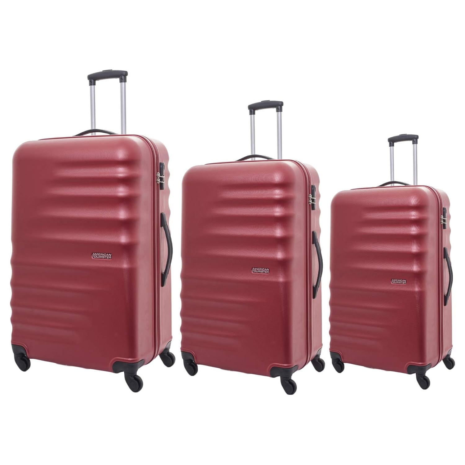 American Tourister Preston Hardside Spinner Luggage set of 3pieces with TSA Lock Red Amazon.ae
