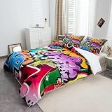 Loussiesd Graffiti Bedding Set Duvet Cover 3 Pcs Kids Boys Teens view 3