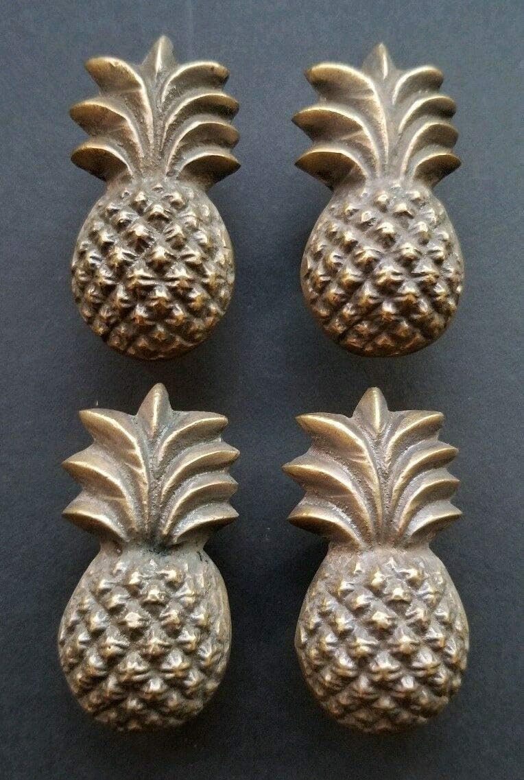 4 Pieces Solid Brass Tropical Pineapple Drawer Handle Knob