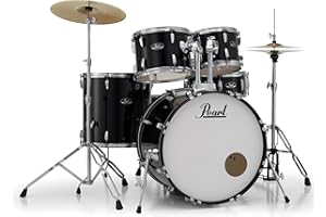 Pearl Roadshow Drum Set 5-Piece Complete Kit with Cymbals and Stands, Jet Black (RS525SC/C31)