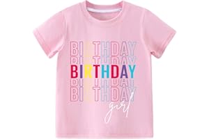 Cozkkidx 2-8 Years Birthday Girl Shirt Toddler Kids Birthday Graphic T-Shirt Cotton Short Sleeve Tee B-Day Gift Party Top
