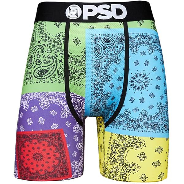 PSD Men's Bandana Deep Dye Micro Mesh Boxer Briefs, Blue, XL