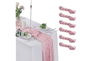 flohar 6 Pack Pink Cheesecloth Table Runner 9ft,17 x 108 inch Gauze Table Runners Rustic Romantic Wedding Runner for Wedding Bridal Shower Fall Decoration