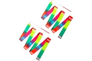 HJZHII Rhythmic Dance Ribbons, 78.7 Inch Gymnastics Twirler Stick Ribbon Streamers Ribbon Baton Twirling Wands for Artistic Dancing Gymnastics Party Favors Circus Carnival Shows