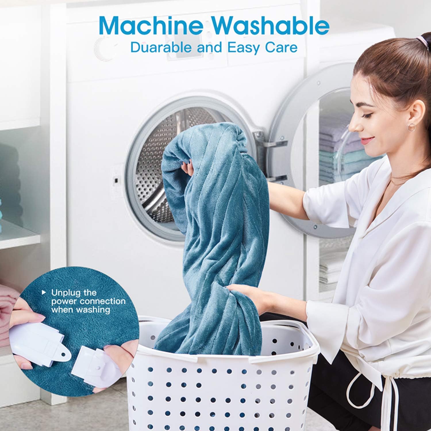 Homech Electric Heated Blankets, Electric Throws with Double-Layer Flannel, 10 Heating Levels, 3 Hours Auto-Off, Fast Heat & ETL Certification, Home Office Use & Machine Washable, 50" x 60": Home & Kitchen