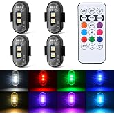 Aukmak 4PCS Wireless LED Strobe Lights with Remote Control, 8 Colors Rechargeable Led Lights Anti-Collision LED Emergency Warning Lights for Car Motorcycle Bike Drone Aircraft