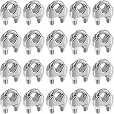 FUNSUEI 20 Pack 3/8 Inch Wire Rope Clamp, Heavy Duty Wire Rope Clip, M10 Stainless Steel Wire Cable Clamp