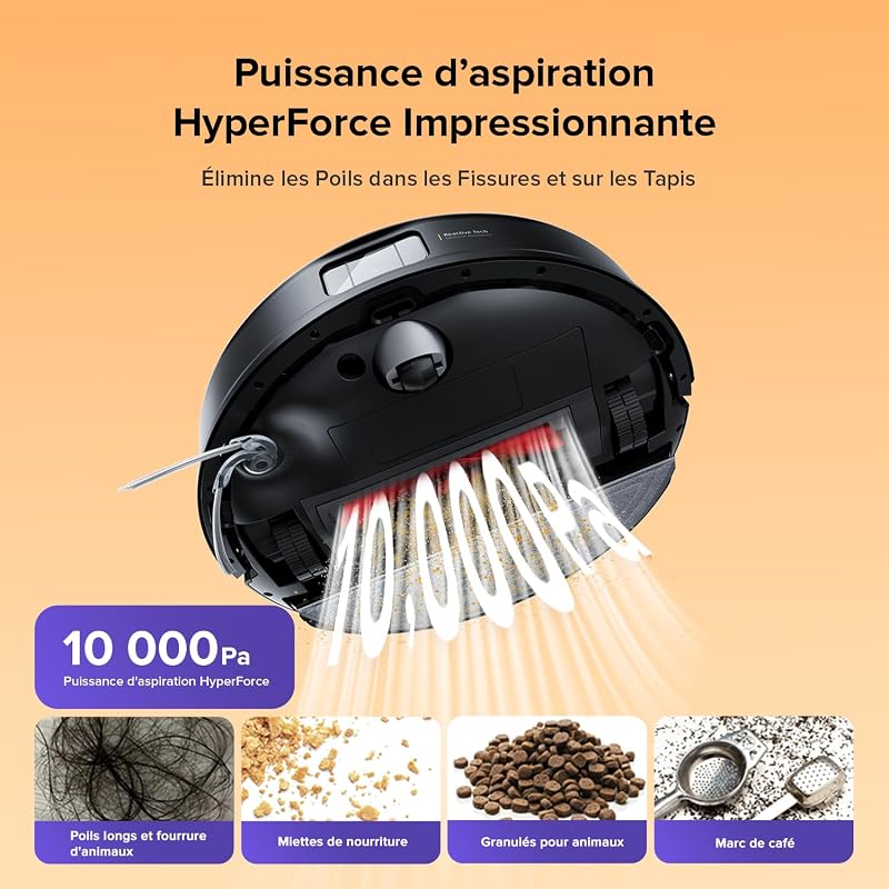 Q10 S5 Set Robot Aspirateur Laveur 10000Pa, Double Anti-emmêlement