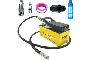 XFPC Air Hydraulic Pump 10,000 PSL, 0.45 Gal Reservoir, NPT 3/8" Oil Outlet, NPT 1/4"Inlet, Hydraulic Pump Air Hydraulic Foot Pump Made of Aluminum with 6.6ft Pipe, Yellow