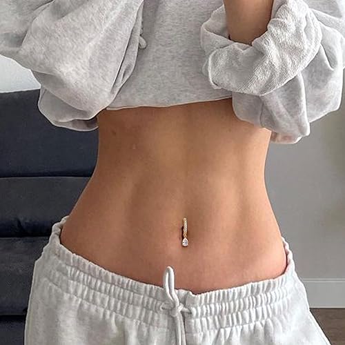 Cute Inverse Navel Piercings FIBO STEEL 14K Gold Plated Belly