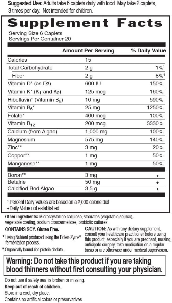 Garden of Life Bone Strength Calcium Supplement - Living Calcium Advanced Bone Health and Density Support, Vegetarian, 120 Caplets Packaging May Vary: Health & Personal Care