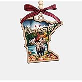 Minnesota State Christmas Wooden Ornament - 2-Layer Laser-Cut Wooden Keepsake - Rustic Holiday Decor & Ideal Travel Gift for Women Men Family & Friends - Minnesota Locals Gift