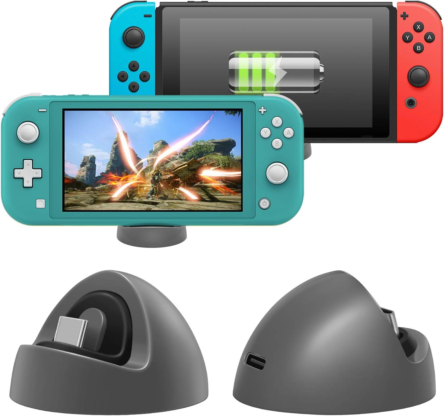 FASTSNAIL Mini chargeur pour Nintendo Switch/Switch Lite, station de charge dôme pour Switch et