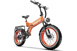 SASIKEIBIKE 1500W Folding Electric Bike for Adults Full Suspension,52v 20AH Electric Dirt Bike with 20"x 4.0 Fat Tire, Max 30+MPH & 70 Miles Electric Bicycle, Ebike for Snow, Mountains, Road UL Certified