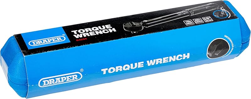 Draper 64534 3/8 in Square Drive Torque Wrench 10-80 Nm Case Blue