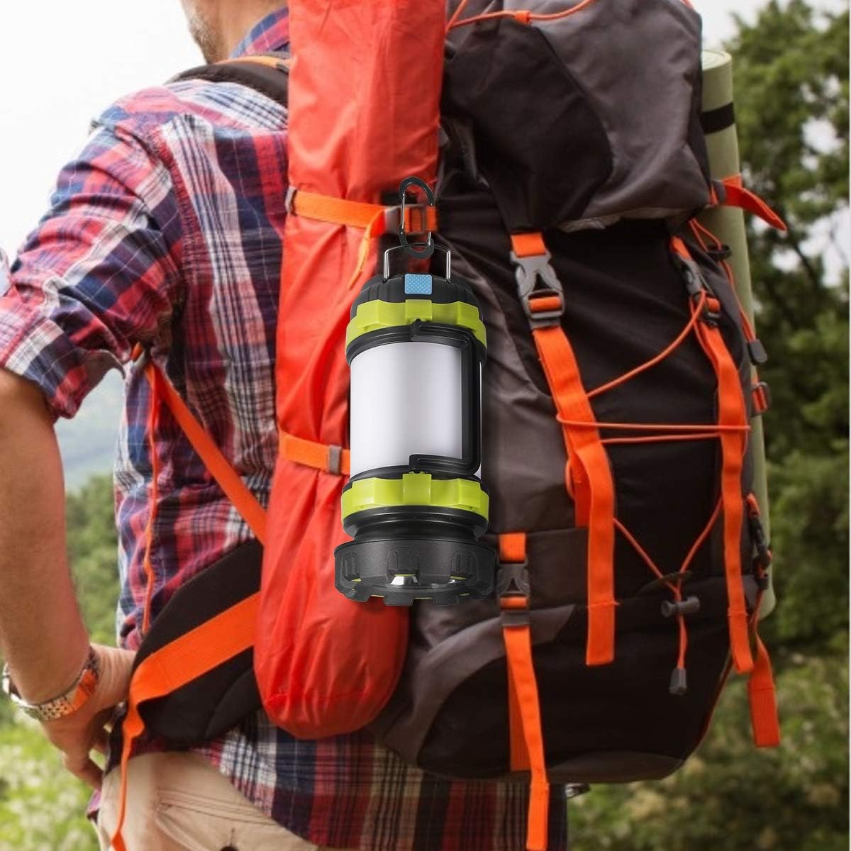 LED Camping Lantern, Rechargeable Portable Lantern Flashlight, 3600mAh Power Bank, Two Way Hook of Hanging, Perfect for Hurricane, Emergency Light, Outdoor Recreations, USB Cable Included (Green) : Sports & Outdoors