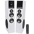 Rockville TM80W Powered Home Theater Tower Speaker System, White, 800W, 8" Subwoofers, Bluetooth, USB/SD Playback, FM Radio, Remote Control, Karaoke Ready, Perfect for Home Entertainment
