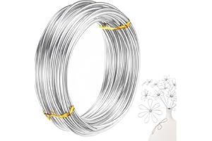 LIXDREM 9 Gauge 50 Feet Aluminum Craft Wire，Bendable Metal Armature Wire for Crafts，Jewelry Making，Sculpting，Bonsai Training and Wreath Making(Silver,15 M X 3 mm)