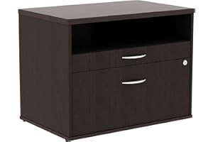 Alera Alera Open Office Desk Series Low File Cabinet Credenza, 2-Drawer: Pencil/File,Legal/Letter,1 Shelf,Espresso,29.5x19.13x22.88