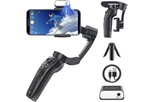 ZECTI Gimbal Stabilizer for Phone with AI Active Tracker, 3 Axis Foldable Gimbal Stabilizer for Smartphones wtih Magnetic Fill Light, Handheld Phone Gimbal Stabilizer for Vlog Recording