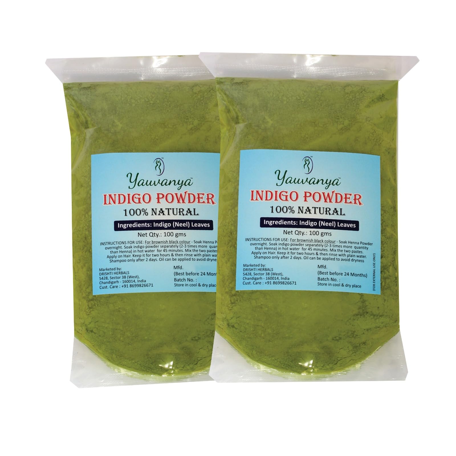 Yauvanya Indigo(Neel) Powder - 2X100 gms